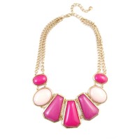 Valentina Ombre Fuchsia Pink Geometric Stones Statement Necklace